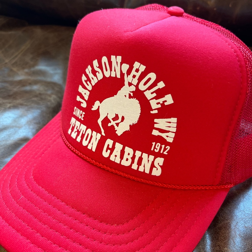 Red Jackson Hole WY Diamond Cross Ranch Teton Cabins Trucker Hat